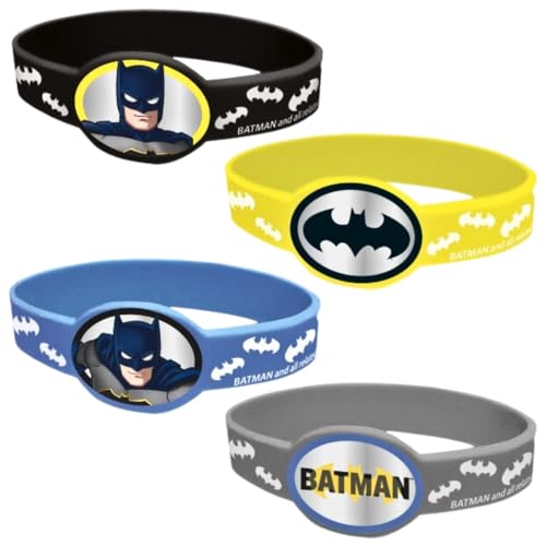 Unique Party 77531 Partygeschenke - Batman-Silikon-Armbänder - 4er-Pack von Unique