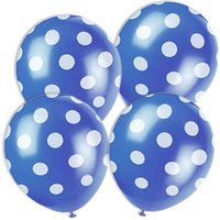 blaue Ballons mit weißen Punkten, 6&nbsp;Latexballons für Dekoration, 30cm von Unique Party