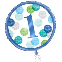 BLUE DOTS Folienballon zum 1. Geburtstag, 35cm von Unique