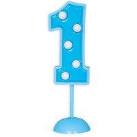 Blinkender Cake Topper, Zahl 1 in blau, 17cm x 5cm von Unique