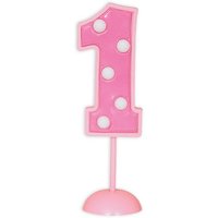 Blinkender Cake Topper, Zahl 1 in pink, 17cm x 5cm von Unique