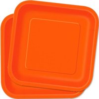 Eckige Partyteller in Orange, hübsche Einwegteller aus Pappe, 14 Stk., 23cm von Unique