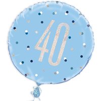 Folienballon rund +Zahl 40, blau, 35cm, für Helium von Unique