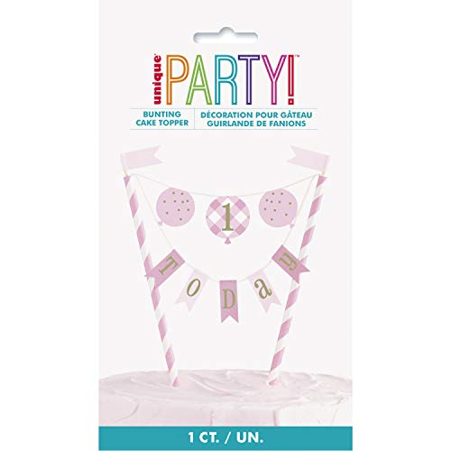 Kuchenwimpeltopperdekoration - Rosa Gingham 1. Geburtstag Kuchenwimpeltopperdekoration - Rosa Gingham 1. Geburtstag von Unique