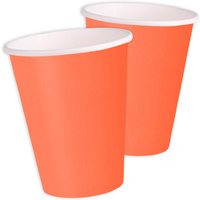 Partybecher Kürbis Orange 14er Pack, 270 ml, universelle Pappbecher, einfarbig von Unique