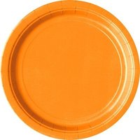 Partyteller orange, 23 cm groß,  8&nbsp;Einwegteller für viele Zwecke von Unique