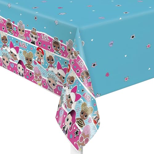 Unique 20903 LOL Surprise Plastiktischdecke-2,13 m x 1,37 m Party, Druck, Mehrfarbig, 83.9 x 53.9 inch (Rectangular) von Unique