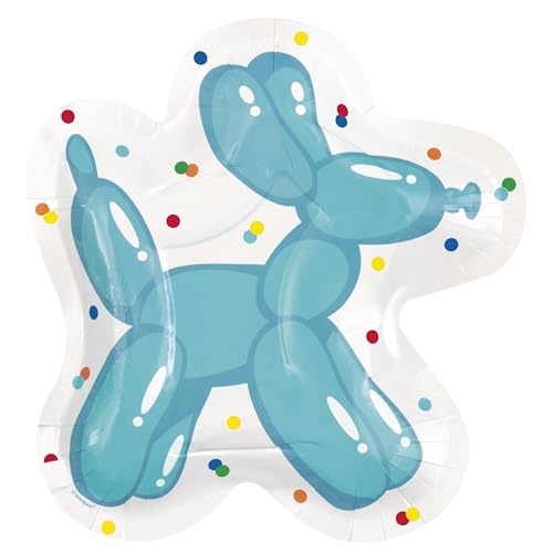 Unique 21934EU Umweltfreundliche Pappteller – 21 cm – Ballonhund Geburtstagsparty – 8 (1 Stück), Multicolour von Unique