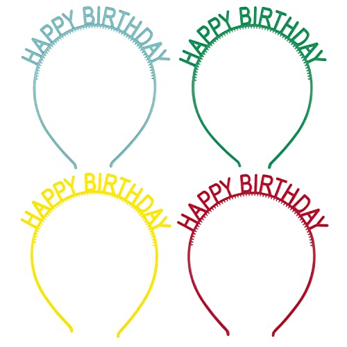 Unique 23559" Happy Birthday Stirnbänder 4 Stück (1 Packung), Buchstabenmuster, Multicolour von Unique