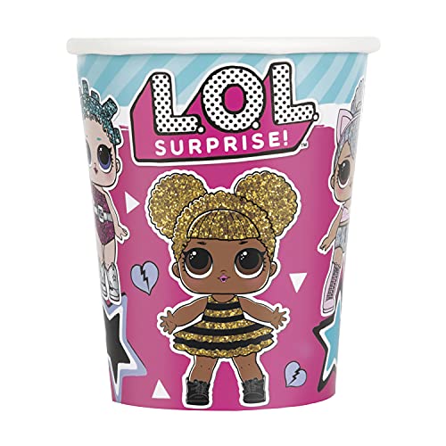 Unique 23796 LOL Surprise Pappbecher-266 ml Party-Packung mit 8, Multicolour von Unique