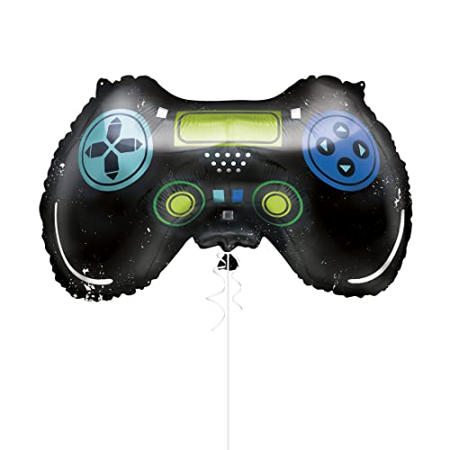 Unique 25216 - Riesiger Folien-Gamecontroller-Ballon - 58 cm - Gamer-Geburtstag - 1 Stück (1 Packung) von Unique