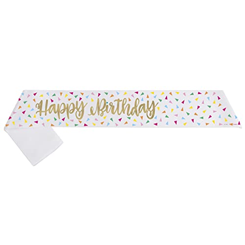 Unique 26377 Goldfolie Gestempelt Happy Birthday Schärpe – Helles Dreieck Geburtstagsparty – 1 Stück (1 Packung), Multicolour, Large von Unique