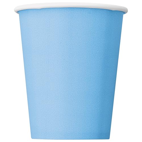 Unique 30903EU Plastikfreie Papierbecher – 266 ml – Farbe Hellblau – 14 (1 Stück), Light Blue von Unique