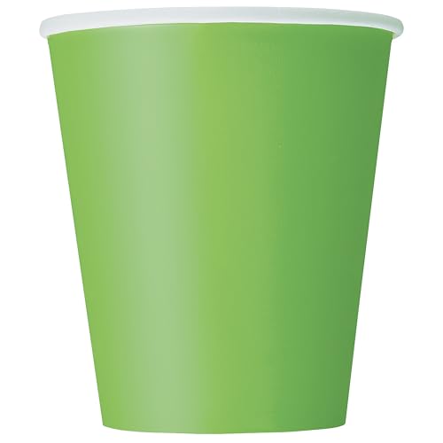 Unique 31426EU Plastikfreie Papierbecher – 266 ml – Farbe Lindgrün – 14 (1 Stück), Lime Green von Unique