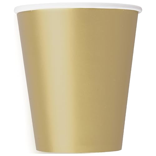 Unique 3326EU Plastikfreie Papierbecher – 266 ml – Farbe Gold – 8 (1 Stück) von Unique