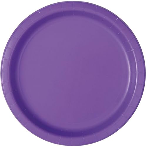 Unique 47034EU Umweltfreundliche Pappteller – 18 cm Violett Farbe– 8 Stück (1 Packung), Neon Purple von Unique