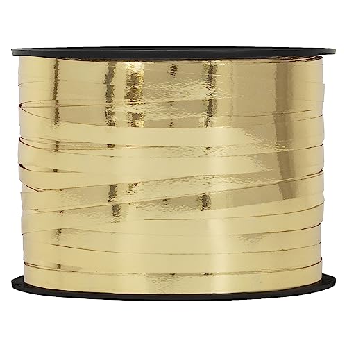 Unique 48603 Metallisches Geschenkband – 228 m – Hellgoldene Farbe – 1 Stück (1 Packung), Einfarbig, Light Gold von Unique