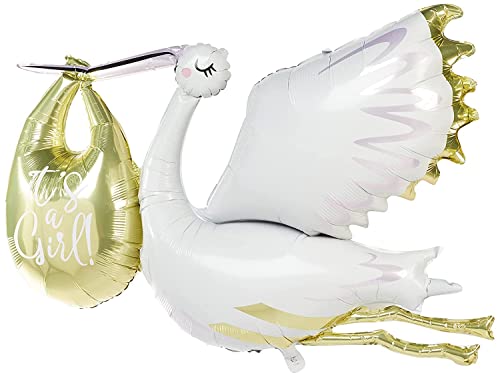 Unique Riesiger Storch-Folienballon mit Aufschrift 'It's a Boy' (157 cm), perfekt für Babypartys und Geschlechtsoffenbarungspartys, 1 Stück von Unique