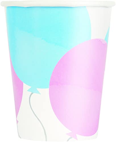 Unique 76086EU Plastikfreie Papierbecher-266ml-Geschlechts-Enthüllungs-Party – 8 (1 Stück), Multicolour von Unique