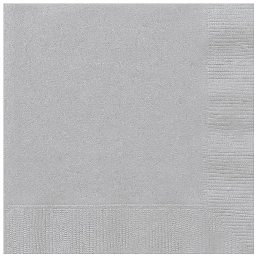 Unique 80801 Papierservietten – 13 cm – Silber Farben – 20 (1 Stück), Silver, 20er-Packung von Unique