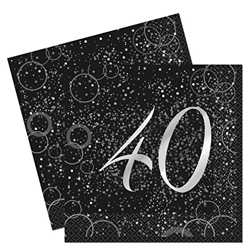 Unique Papierservietten mit Foliendruck für den 40. Geburtstag,silber,16er pack von Unique Party