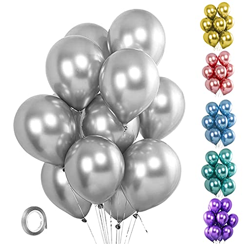 Unisun Luftballons Metallic, 20 Stück 12 Zoll Dick Chrom Metallic Silber Ballons Helium Glänzender Ballon für Geburtstag Baby Shower Hochzeitstag Festival Karneval Partydekorationen (Silber) von Unisun