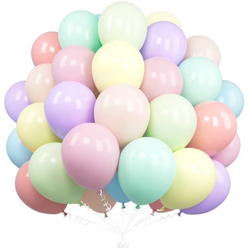 Unisun Pastell Regenbogen Luftballons, 50 Stück 12 Zoll Macaron Regenbogen Ballons, Mehrfarbige Luftballons Für Frauen Mädchen Geburtstagsfeier Babyparty Abschlussfeier Jahrestag Picknick Dekorationen von Unisun