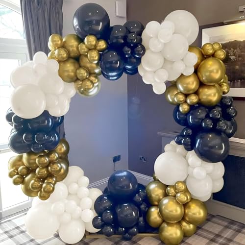 Unisun Schwarz Gold Ballons Bogen Kit, 143 Pcs Schwarz Gold Luftballons Girlande mit Sand Weiße Ballons für Männer Frauen Geburtstagsfeier Dekoration Hochzeit Jubiläum Baby Shower Graduation Neujahr von Unisun