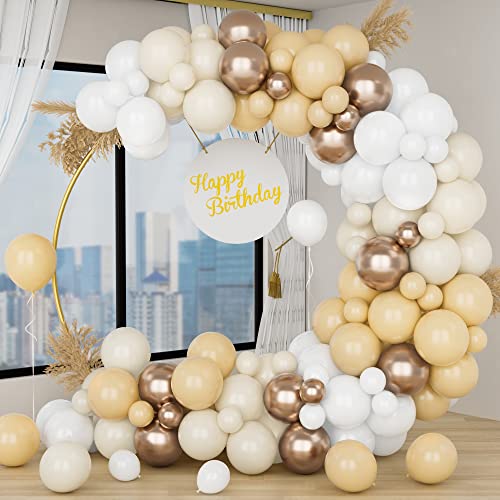 Weiß Gold Luftballons Set, 127 Stück Matt Weiße Sand Weiße Luftballon Girlande Mit Nackten Luftballons, Champagner Goldene Luftballons Für Mädchen Weihnachten Geburtstag Hochzeitstag Abschlussfeier von Unisun