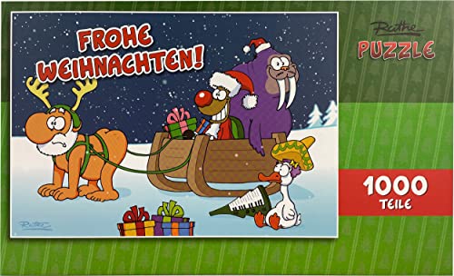 United Labels Ralph Ruthe Puzzle 1000 Teile, Xmas Frohe Weihnachten Santa und Rudi, Puzzle Weihnachten für Erwachsene und Kinder von United Labels