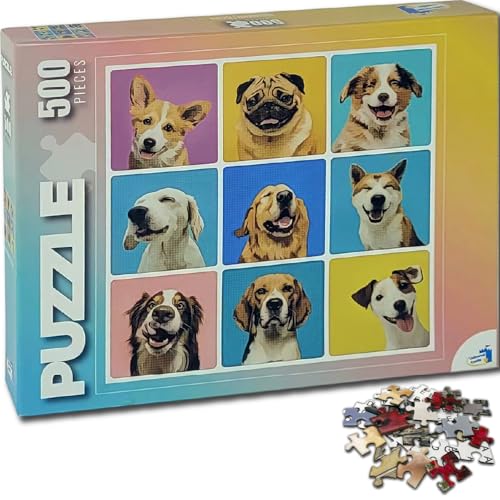 Universal Castle 500 Teile Quadratisch Jigsaw Puzzle für Erwachsene und Kinder Pop Art Haustier Tiere Thema Katze und Hund Klassische Puzzle Spielzeug (Dogs) von Universal Castle