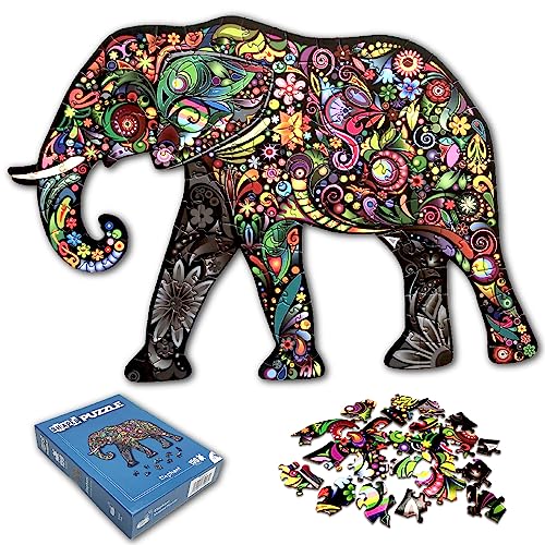 Universal Castle Pappe Puzzle 3D Tiere Geformt Unregelmäßige Teile Geschenk für Erwachsene Kinder Familie XXL Spiel Bauernhöfe Kunst Sammlung (Elephant) von Universal Castle