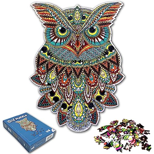 Universal Castle Pappe Puzzle 3D Tiere Geformt Unregelmäßige Teile Geschenk für Erwachsene Kinder Familie XXL Spiel Bauernhöfe Kunst Sammlung (Owl) von Universal Castle