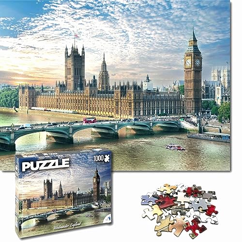 Universal Castle Puzzle 1000 Teile Fotopuzzle Europa Wahrzeichen Landschaft Erwachsene und Kinder ab 14 Jahren Puzzle Spielzeug (Westminster, London England) von Universal Castle