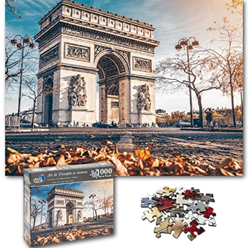 Universal Castle Puzzle 1000 Teile Fotopuzzle Europa Wahrzeichen Landschaft Erwachsene und Kinder ab 14 Jahren Puzzle Spielzeug (Arc de Triomphe) von Universal Castle