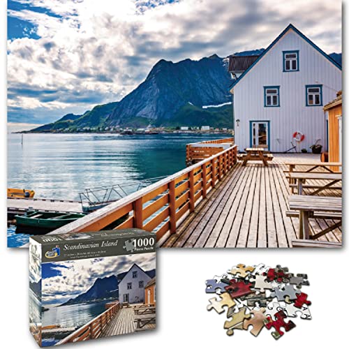 Universal Castle Puzzle 1000 Teile Fotopuzzle Europa Wahrzeichen Landschaft Erwachsene und Kinder ab 14 Jahren Puzzle Spielzeug (Scandinavian Island) von Universal Castle