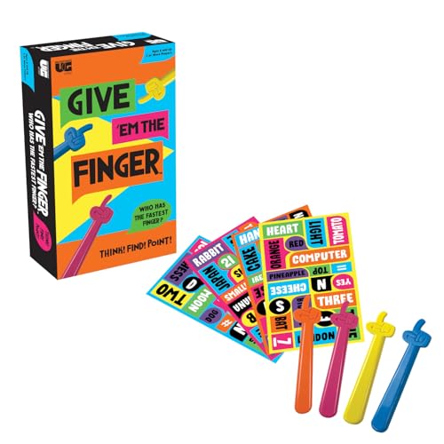 University Games, Give them The Finger Game, Action Trivia Game for Families, Think, Find, Point! Who will point The finger first? for 3-6 players, ages 8+ von University Games