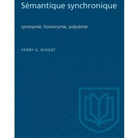 Sémantique Synchronique von University of Toronto Press