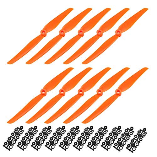 RC CW 7035 Propeller mit 2 Flügeln mit festen Flügeln, für Flugzeug, 10 Stück, aus Nylon, orange, mit Adapterringen von Unknown