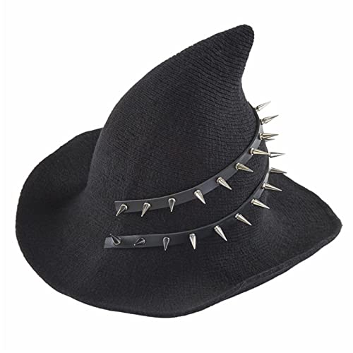 Unletters Hexenhut Wolle Hexenhut für Frauen Nietenhut Halloween Cosplays Zauberer Hut Halloween Hexenhut Halloween Hexenhut Halloween Hexenhut Halloween Hexenhut von Unletters