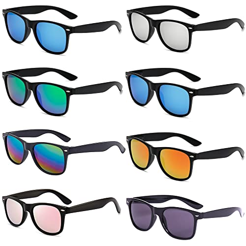 Unning 8 Stücke Bunte Sonnenbrille Set Neon Lustige Party Sonnenbrillen Coole Retro 80er Brille Party Pack für Herren Damen von Unning