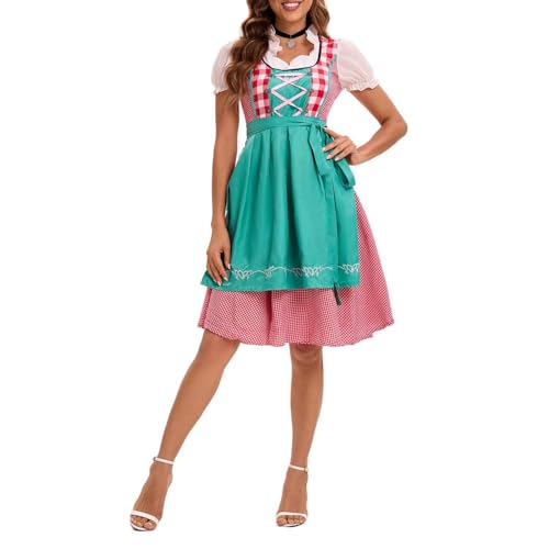 UnoSheng Mittelalterlicher Gobelinkalender Oktoberfest Kellnerin Partykleid Bier Karneval Halloween Kostüm Outfit Schulmädchen-Cosplay-Kostüm (GN2, L) von UnoSheng