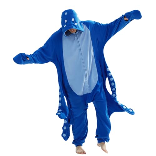 Unpifolov Oktopus-Pyjama, Unisex, Tier-Overall, Erwachsene, Cosplay-Kostüme (Blau, Größe M) von Unpifolov