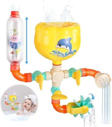 Badewannenspielzeug Set Badespielzeug ab 1 2 3 4 Jahre Wasserspielzeug Kinder Badewannen Spielzeug Baby DIY Manuelle Montage Pipes Badespaß Geschenk für Mädchen und Jungen von Untimaty