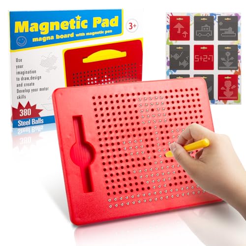 Unvtap Magnetische Zeichentafel mit Stift Magnettafel Kinder Magnetspiel Rot Magnetboard 21.5 x 17.5 cm Magnetmaltafeln Magische Magnet Spiel für Pädagogische Geschenke Lernspielzeug von Unvtap