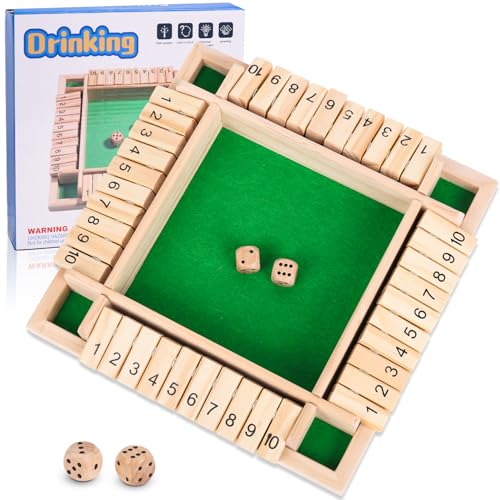 Unvtap Shut The Box Spiel 2-4 Spieler Würfelspiele Shut The Box Brettspiele aus Holz, Klappbrett Spiel, Mathematik Lernspielzeug für Kinder und Erwachsene, Reisespiele Traditionelle Kneipenspiele von Unvtap