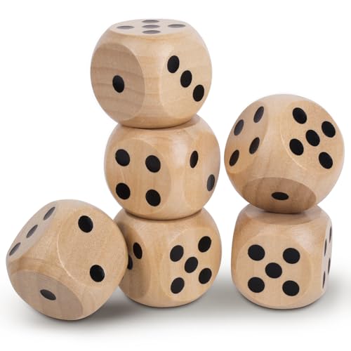 Unvtap Spielwürfel 6 Stück Holzwürfel Groß 30mm Natur Holz Dice, Würfelbecher, Würfel Holz Großer 6 Seitige Würfel Brettspiel Kartenspiel Partyspiele Kinder Spiele, Tischkartenspiele Zubehör von Unvtap