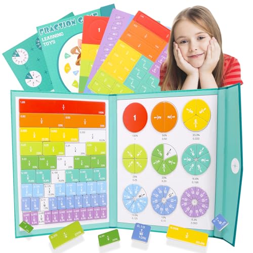 Magnetische Fraktion, Lernpuzzle mit magnetischen Brüchen, Lernbuch für Grundschule, Mathematik, Manipulationen, magnetische Bruchsteine, Brüche, Ressourcen für Kinder von UoQo