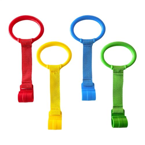 Baby Pull Up Rings, Playpen Pull Up Ring, Kids Walking Exercise Assistant, Arm Strength Training Aid, Multicolor Set of 4, Ideal for Babies and Toddler von Uonguon