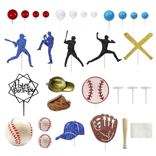 Baseball-Kuchenaufsatz "Happy Birthday", Baseballspieler-Dekorationen, Themenpartys, ideal für Kinder, Erwachsene und Familienfeiern, lustige und einzigartige Kuchendekorationen für Baseball-Fans von Uonguon